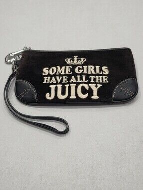 Y2K Vintage Juicy Couture Dark Brown Pouch Velour Wristlet
